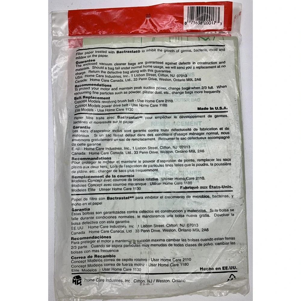 1 pk HomeCare Vacuum Bags Type A Style Sub 3 & HEMS 1 Bissell Upright Style‎ 2